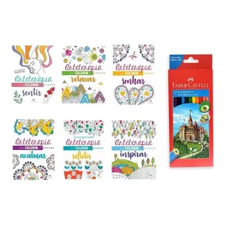 Livros Arteterapia Kit Com 6 Colorir Adulto Com LĂĄpis De Cor Livros Arteterapia Kit Com 6 Colorir Adulto Com LĂĄpis De Cor