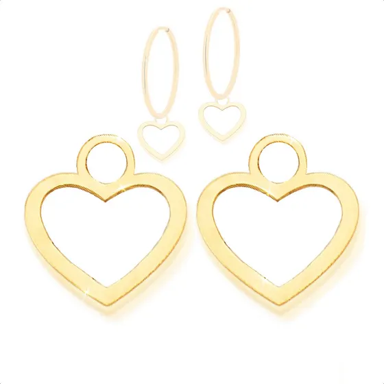 Pingente Ouro 18k Coração Para Brinco