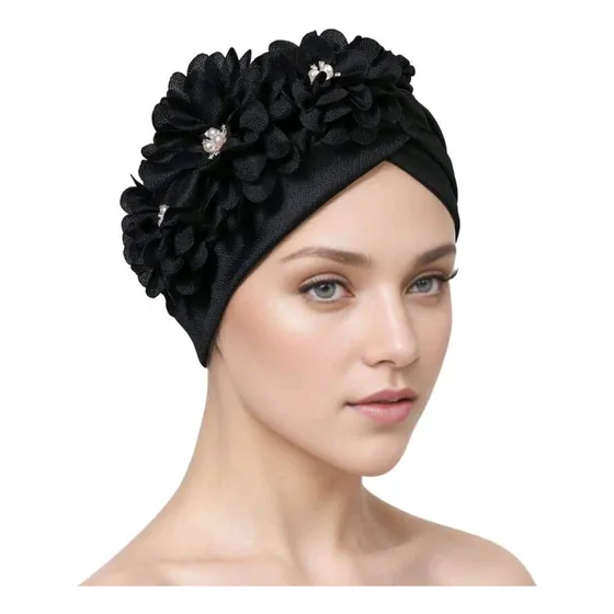 Gorro 3 Flores Elegante Y Cómodo