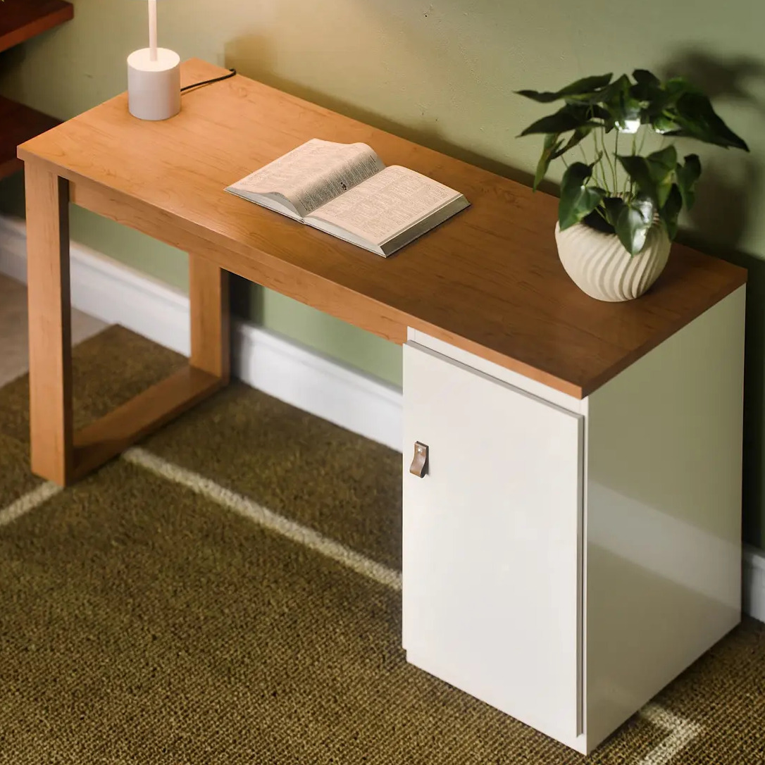 Escrivaninha Home Office De Escritório Com Porta Mesa Para Computador Pc Notebook - Star Paris Canela Off