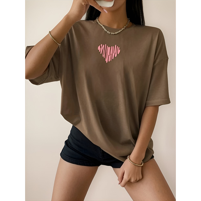 Camiseta Oversized Feminina Coração Camiseta Oversized Feminina Coração