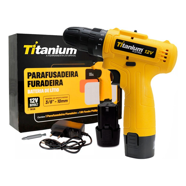Parafusadeira Titanium Amarela 12v T12 06238 3/8 1350rpm Parafusadeira Titanium Amarela 12v T12 06238 3/8 1350rpm