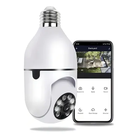 Maka Camara Ampolleta Wifi Seguridad Panoramica 360 Color Blanco