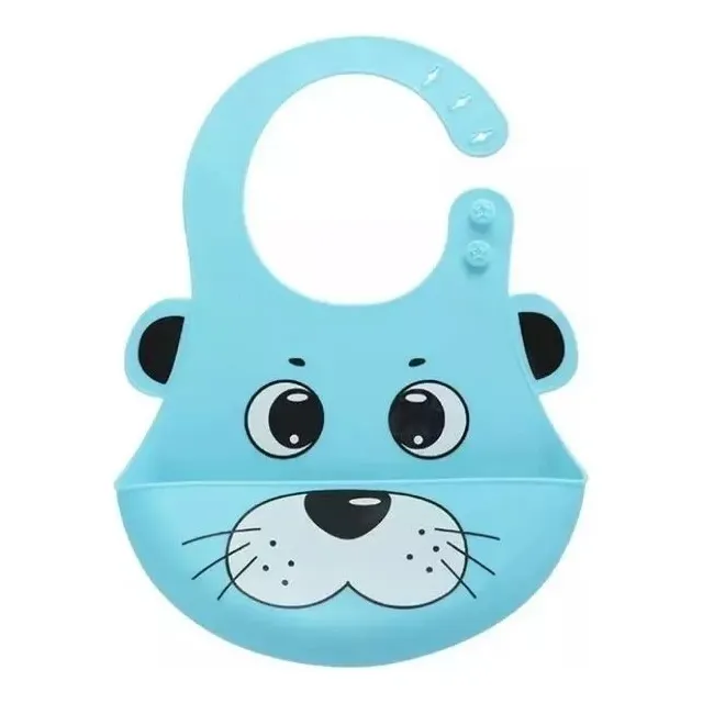 Babero En Silicona Impermeable Con Bolsillo Multicolores Ani