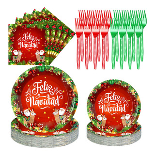Juego De Vajilla Navideña Qinyoung Feliz Navidad 96 Piezas Juego De Vajilla Navideña Qinyoung Feliz Navidad 96 Piezas