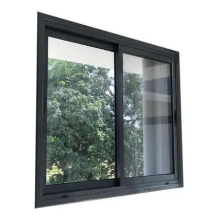 Ventana De Aluminio De 2 Corrediza 118x158 Cm Mosquitero Negro