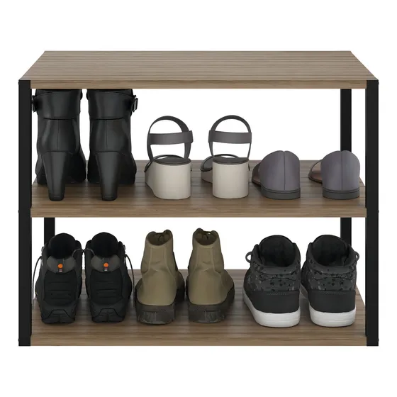 Sapateira Com 2 Prateleiras Em Madeira Design Contemporâneo Em Laminado Preto: Organize Seus Sapatos Com Charme E Eficiência