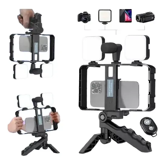 Tripode Estabilizador Celular Tablet Doble Luz Led Flash