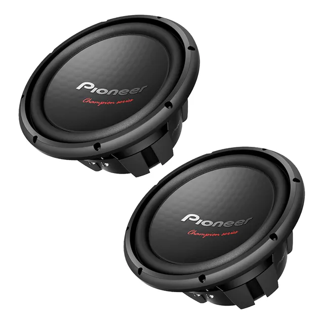 Par De Subwoofers Para Automóvil Pioneer TS-W312D4 Champion Series 12 Pulgadas 1600 Watts Máximo 500 Watts RMS Doble Bobina DVC 4 Ohms Color Negro