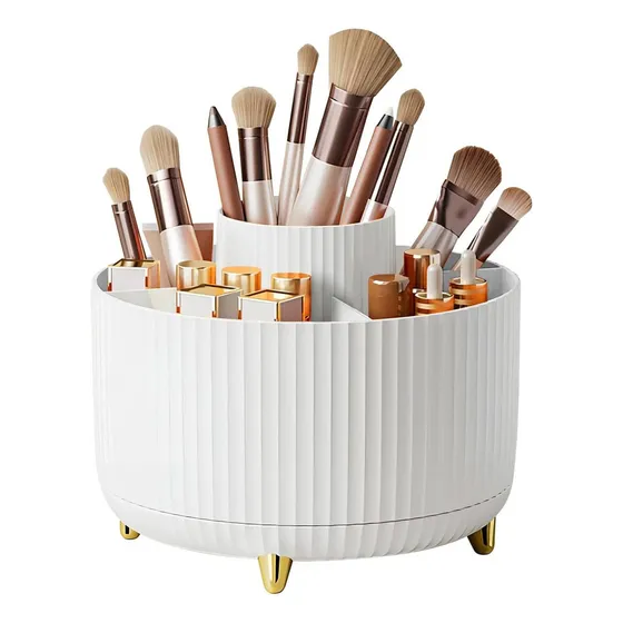 Organizador Maquillaje Porta Cosmetico Organizador de brocha giratorio 360° Raitot Color Blanco