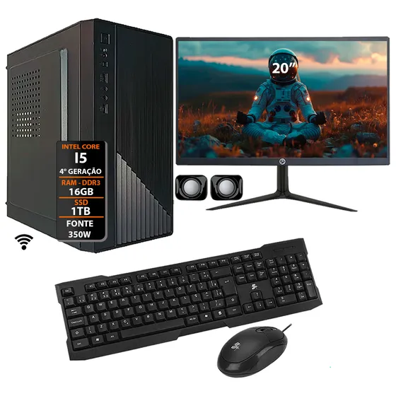 Computador Core I5 4°ger Ddr3 16gb Ssd 1tb 350w Monitor 20
