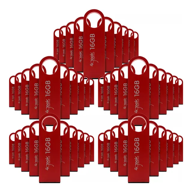 Kit 50 Memorias Usb 16gb Rojo 2.0 Bulk 4geek Liso
