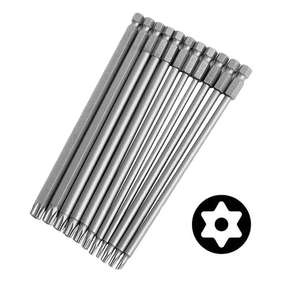 Juego De 11 Puntas De Destornillador Torx De Seguridad Larga