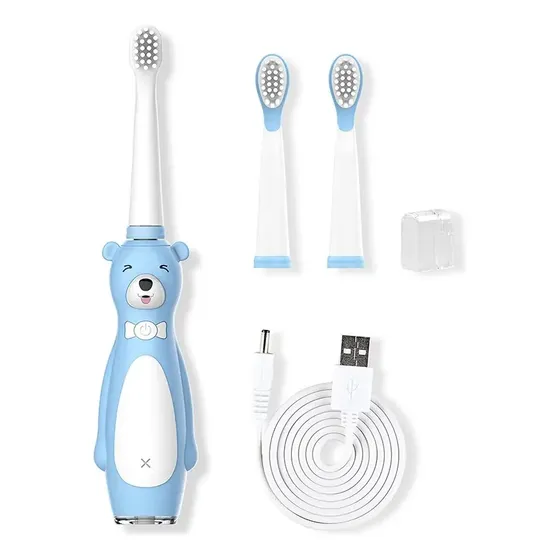 Cepillo De Dientes Infantil Eléctrico, Color Azul Con Blanco