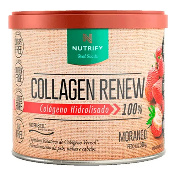 Colágeno Hidrolisado Collagen Renew Morango 300g Nutrify