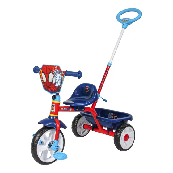 Triciclo Apache Spiderman Con Cajuela Y Barra Empuje Color Azul marino