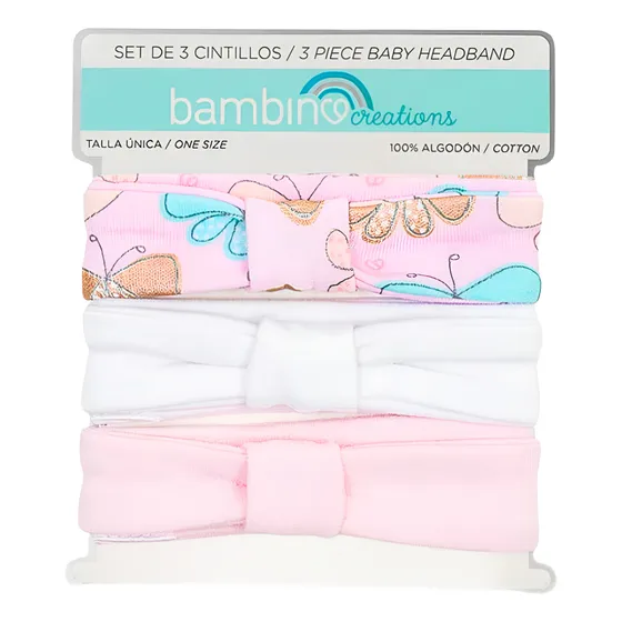 Bambino Bebe De 3 Cintillos - Variedades Color Rosa Claro