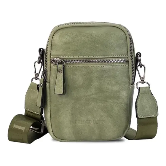 Bandolera Mujer Lincoln's Cuero Salvia Porta Celular con Correa Ajustable | Cuotas sin interés