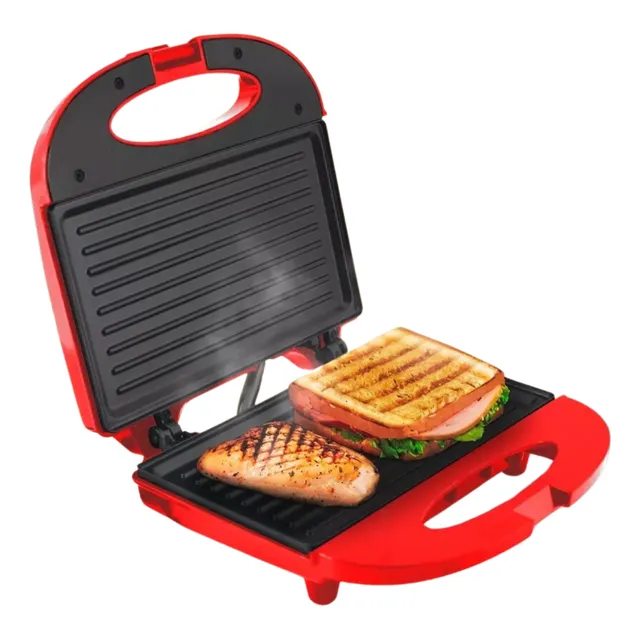 Sanduicheira Mini Grill Torradeira Antiaderente 110v 220v Vermelha