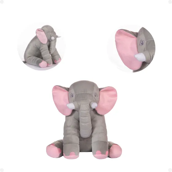 Almofada Elefante Pelúcia 60cm Travesseiro Bebê Antialérgico