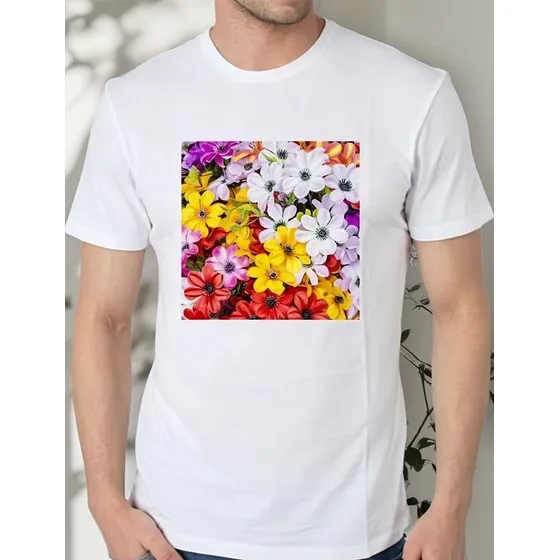 Remera De Hombre Flores Colores Floreada Colorida Mod1