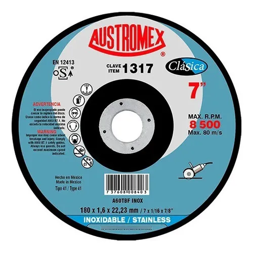 Austromex Disco De Corte Acero Inox 7 X 7/8 Plg 1317