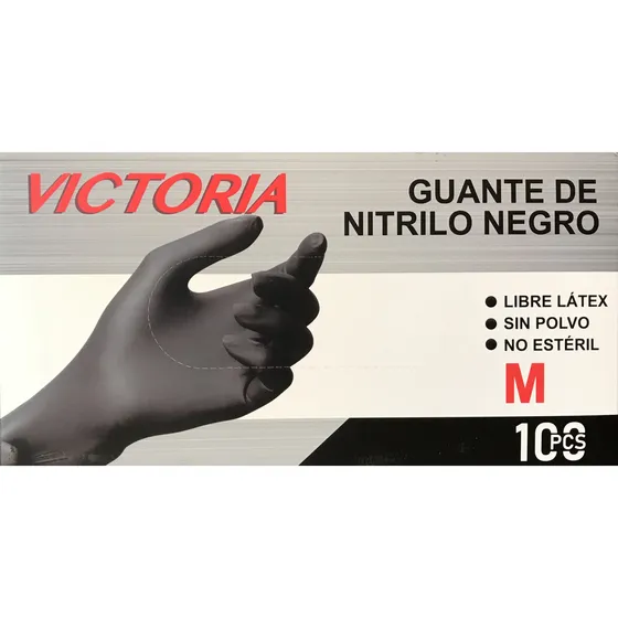 Guantes Para Examen De Nitrilo Color Negro Talla M Caja 100