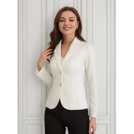 Chamarra Blazer Mujer De Traje Cuello De Solapa Elástico