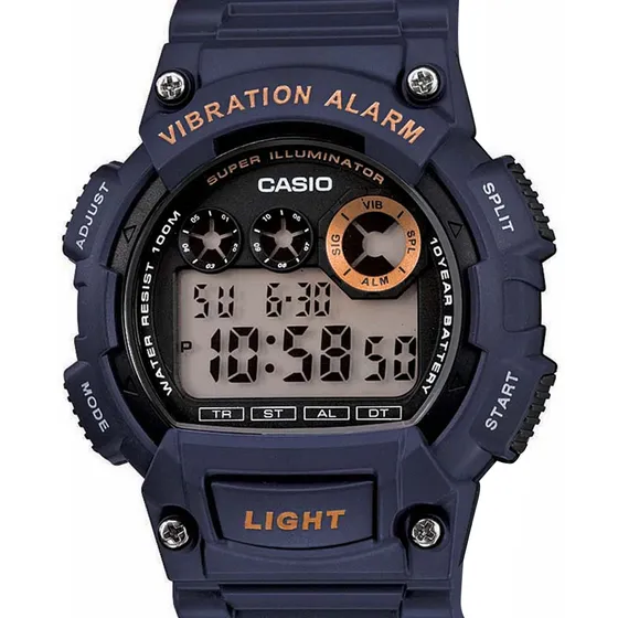 Relógio Casio Digital W-735h-2avdf-sc Correia Azul-escuro Bisel Azul-escuro Fundo Água