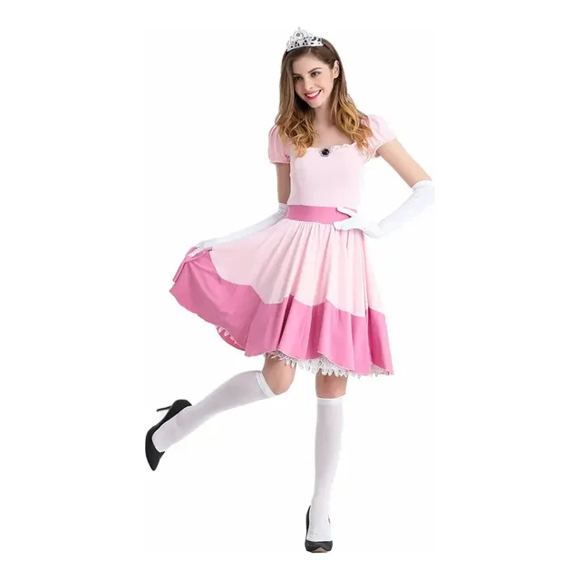 Disfraz Mario Peach Mujer Vestido Princesa Adulto