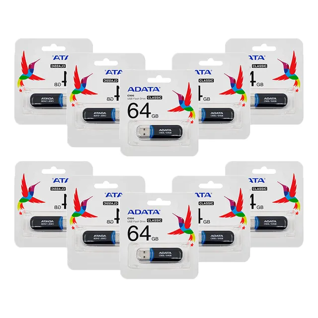 Kit 10 Memoria Usb 2.0 Adata 64gb C906 Flash Drive Plástico Color Negro Liso