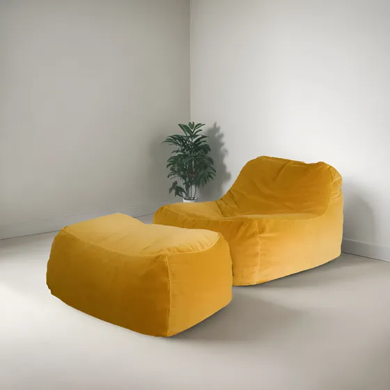 Sillón ,puff  Tipo Fiaca Moderno En Terciopelo