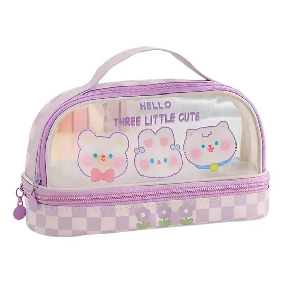 Cartuchera Neceser Kawaii Espaciosa Importada Transparente