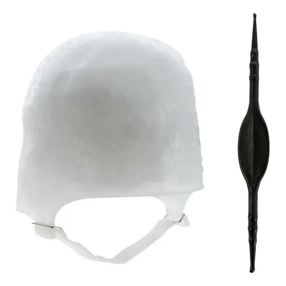 Gorro Siliconado Dompel + Aguja Peluqueria Reflejos Color Blanco