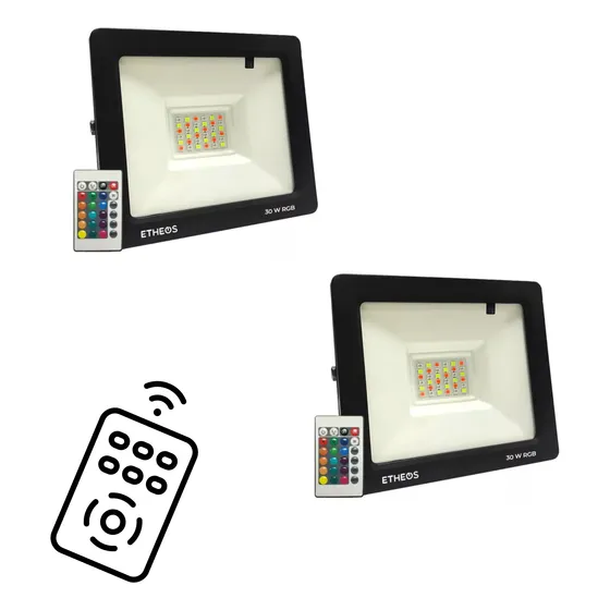 Pack X2 Reflector Rgb 30w Cambia Color Control Apto Exterior