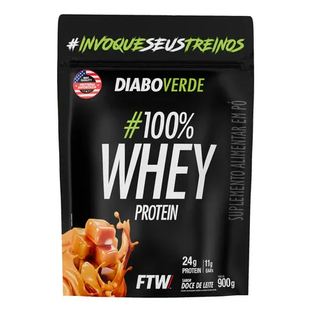 100% Whey Protein 900g Sabor Doce De Leite Diabo Verde - Ftw