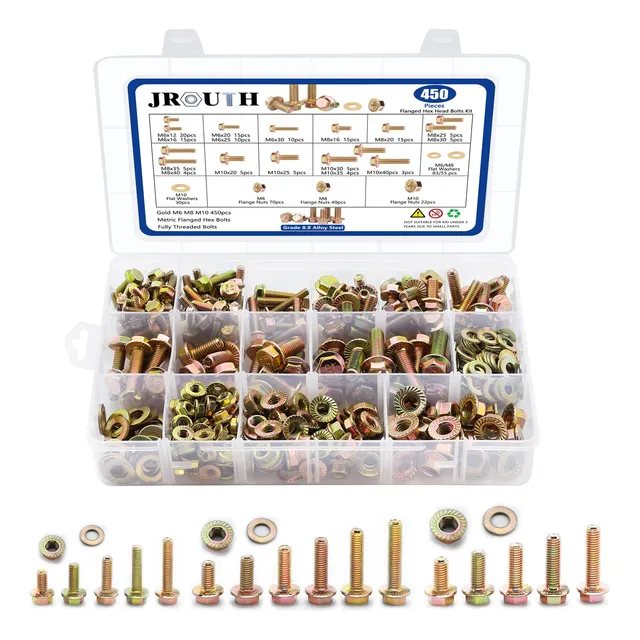 Juego De Tornillos Hexagonales M6 M8 M10 Con Brida 450 Pieza
