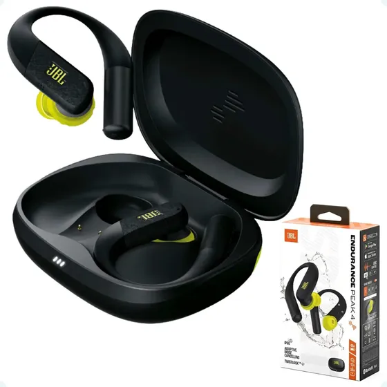 Auriculares Jbl Endurance Peak 4 con Anc Bluetooth Ip68, color negro y verde | Cuotas sin interés