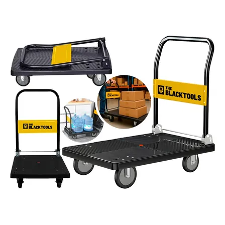 Carro De Mão Plataforma Transporte Capacidade De Carga 150kg Preto