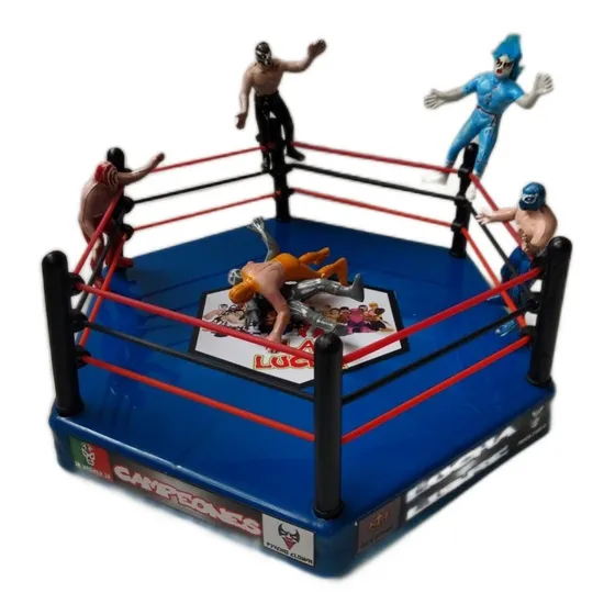 Ring Hexadrilatero + 6 Luchadores - Lucha Libre - Juguete