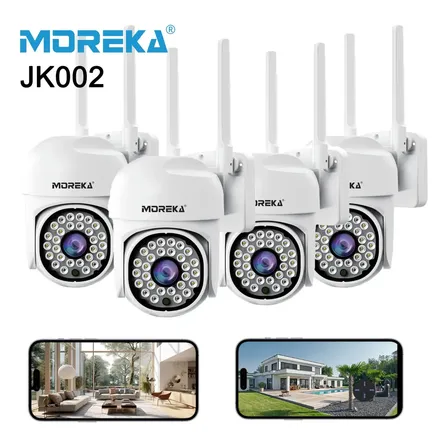 4pzs Cámara Seguridad Exterior Ptz Wifi 1080p Visión Nocturna Moreka Ip66 Blanco