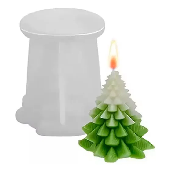 Molde De Silicon Arbol De Navidad Velas Pino Navideño Bonito