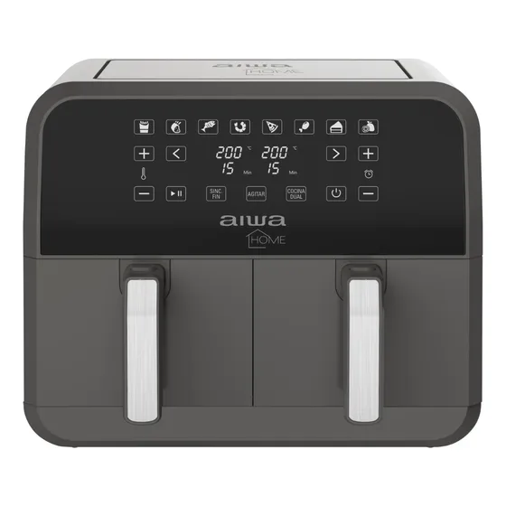 Freidora Sin Aceite Dos Canastos Aiwa Aw-ft8003 De 8l 1700w Color Gris oscuro