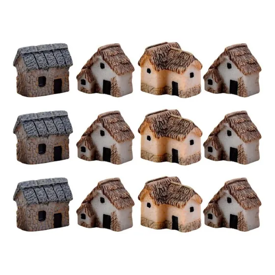 12 Pieza Jardin Hada Casa Piedra Mini Cabaña Miniatura Para