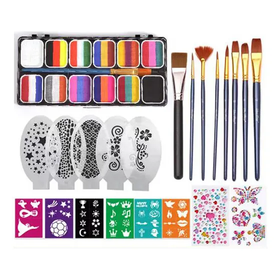 Kit De Pintura Facial, 12 Cores, Traje De Maquiagem Profissi
