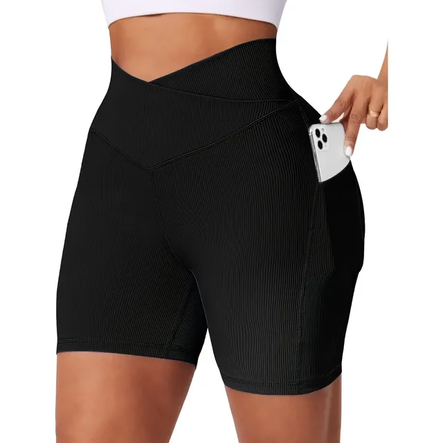 Gillya Pantalon Corto Entrenamiento Acanalado Cintura Para V