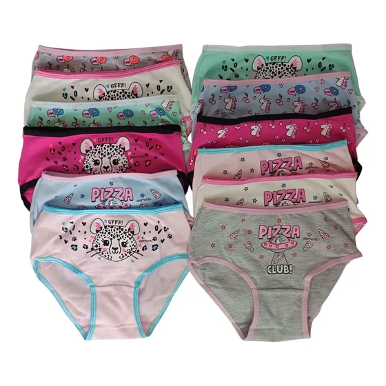 Pack X 12 Bombacha Clásica De Nena Elemento De Algodon Lycra