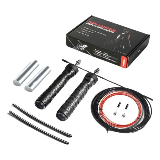 Cuerda Salto Profesional Ajustable Con Rodamientos Crossfit Color Negro