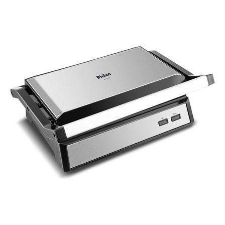 Grill Philco 2 Em 1 Pgr32 Chapa Com Abertura 180° Cor Preto Com Inox Grill Philco 2 Em 1 Pgr32 Chapa Com Abertura 180° Cor Preto Com Inox