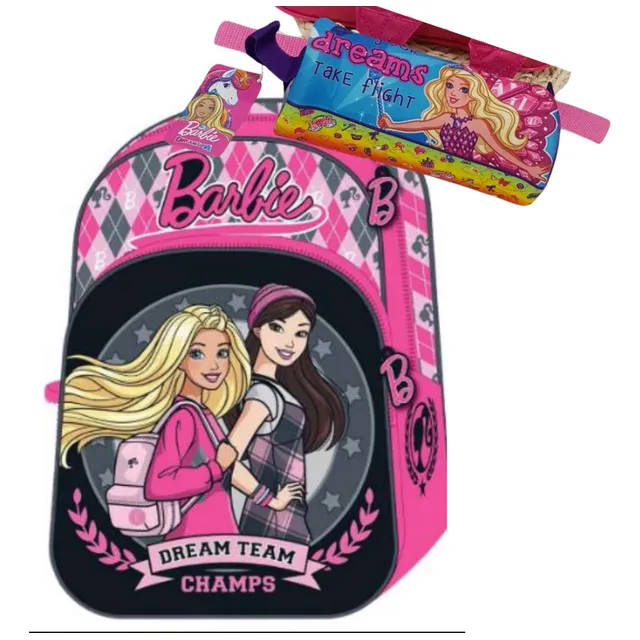 Mochila Barbie + Cartuchera Neopreno Tubo Barbie Original